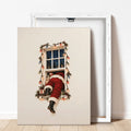 Front and reverse view of Santa Christmas canvas print showing hanging hardware
