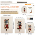 Size and feature guide for Santa window canvas showing dimensions, giclee print and unframed canvas