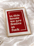Funny Red Christmas Quote Canvas Wall Art, Vintage Holiday Typography Poster