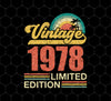 1978 Birthday Png, Vintage 1978 Limited Png, Retro 1978 Birthday, PNG For Shirts, PNG Sublimation