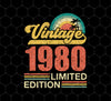1980 Birthday Png, Vintage 1980 Limited Png, Retro 1980 Birthday, PNG For Shirts, PNG Sublimation