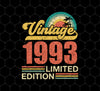1993 Birthday Png, Vintage 1993 Limited Png, Retro 1993 Birthday, PNG For Shirts, PNG Sublimation