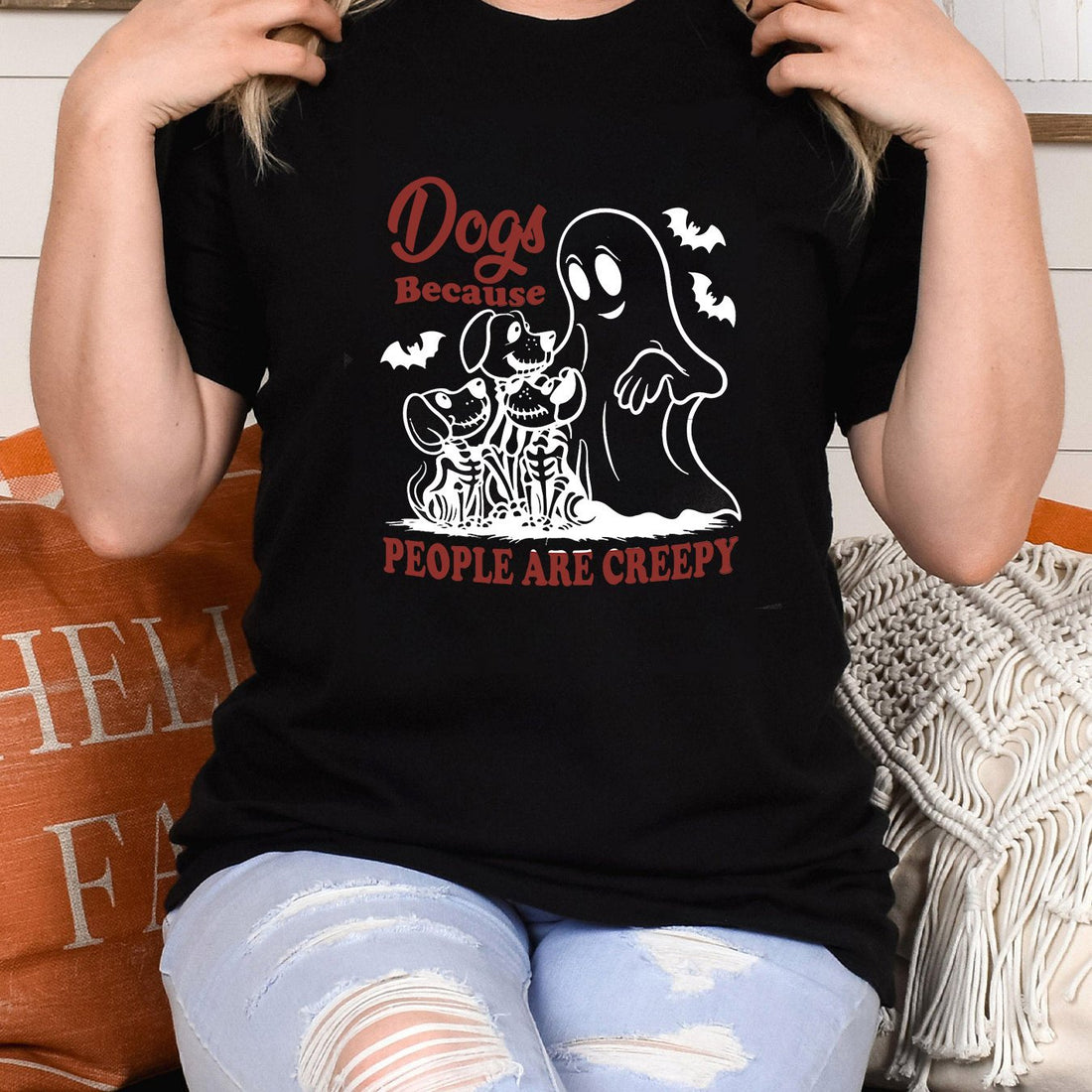 This unisex shirt is the perfect gift for all dog lovers! The haunting ghost design adds a spooky touch to your Halloween wardrobe. Made with high-quality fabric, this shirt is comfortable and long-lasting. Show off your love for dogs and Halloween with this creepy shirt.