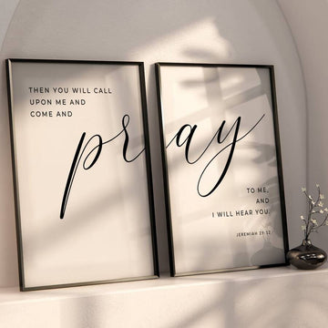 2-Piece Jeremiah 29:12 Wall Art - Inspirational Scripture Canvas Prints for Christian Home Decor