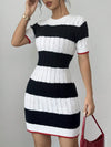 Chic and Colorful: Women's Colorblock Striped Print Midi Dress