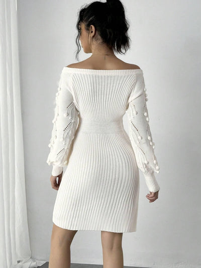 Flirty and Fabulous: Off-Shoulder Bodycon Sweater Dress