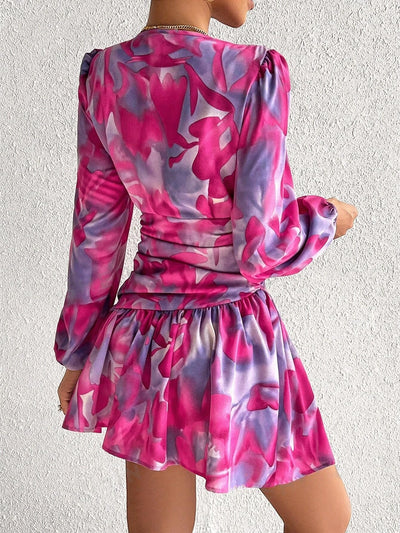 Floral Dreams: Tie Dye Lantern Sleeve Dress