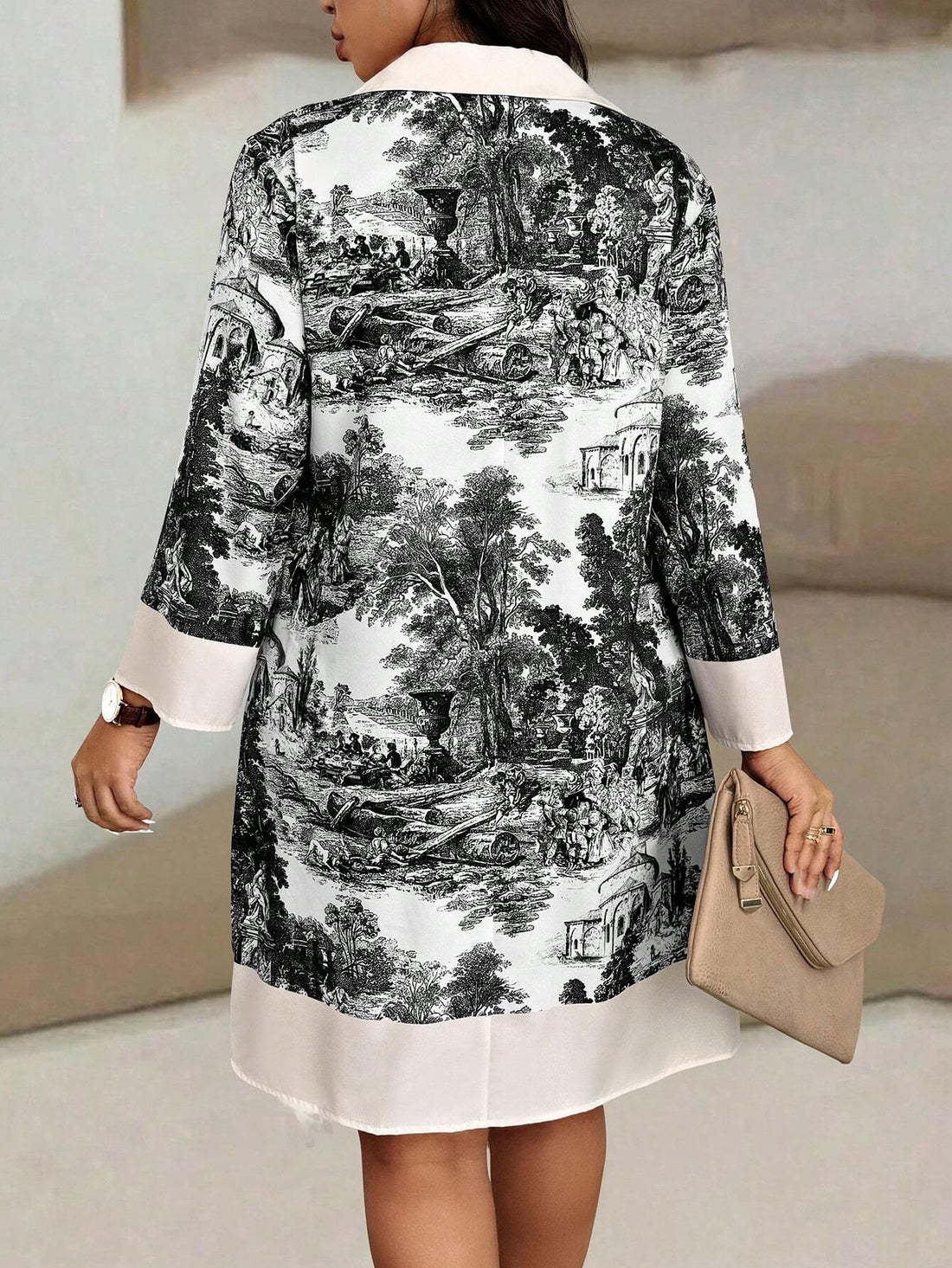 Be vacation ready with this stylish plus size printed button-up dress in a fun and unique random print. Designed for comfort and fashion, this dress is perfect for any getaway. Made with quality materials and a perfect fit, you'll feel confident and fabulous wherever you go.