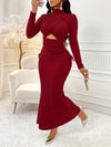 Chic Elegance: Women's Mock Neck Cut-Out Ruched Mermaid Dress for Banquets