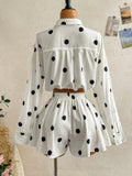 Chic Cream Yellow Polka Dot 2-Piece Skirt Set for Stylish Summer Vacations and Casual Outings 