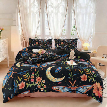 Transform your bedroom into a botanical sanctuary with this stunning 3-piece duvet cover set. Featuring vibrant floral and butterfly digital prints, this all-season bedding brings nature-inspired elegance to any décor style. Crafted from soft, durable 100% polyester, the set offers exceptional comfort and easy maintenance. The digital printing technique ensures crisp, fade-resistant colors that maintain their beauty through countless washes.