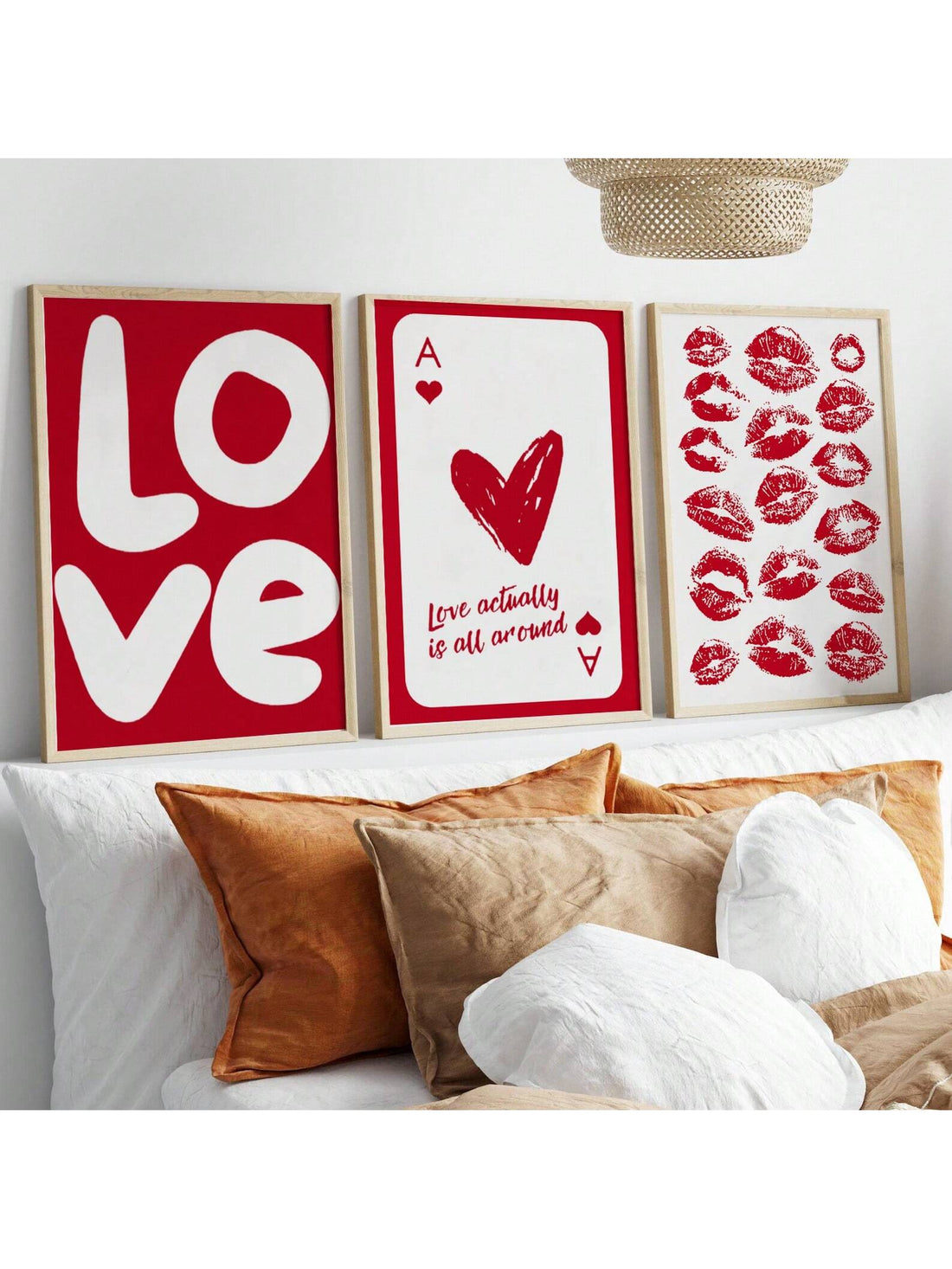 Spread the love with this charming 3-piece wall art set that brings playful romance to any room. Featuring a bold red heart and a cheeky ace of hearts design, this modern collection captures the spirit of love in a fun, unexpected way. Perfect for Valentine's Day decorating or year-round affection, these pieces work beautifully together or mixed throughout your space. Whether you're a hopeless romantic or just love a pop of color, this set adds personality and warmth to your walls. Make your home a love-fil
