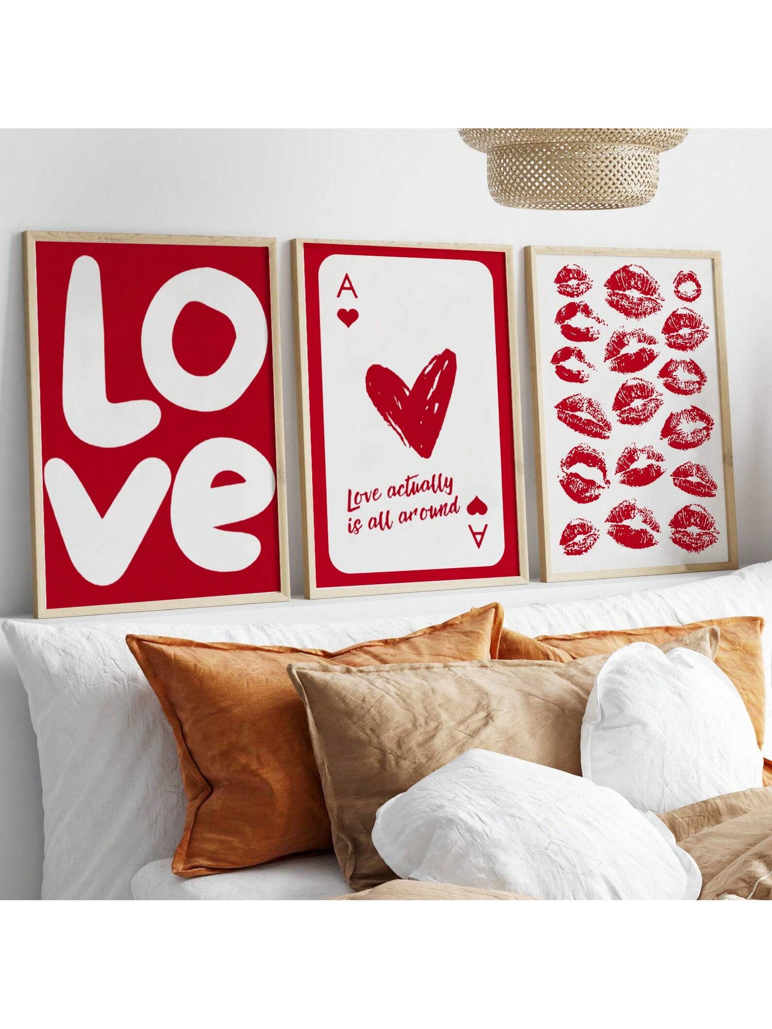 Spread the love with this charming 3-piece wall art set that brings playful romance to any room. Featuring a bold red heart and a cheeky ace of hearts design, this modern collection captures the spirit of love in a fun, unexpected way. Perfect for Valentine's Day decorating or year-round affection, these pieces work beautifully together or mixed throughout your space. Whether you're a hopeless romantic or just love a pop of color, this set adds personality and warmth to your walls. Make your home a love-fil