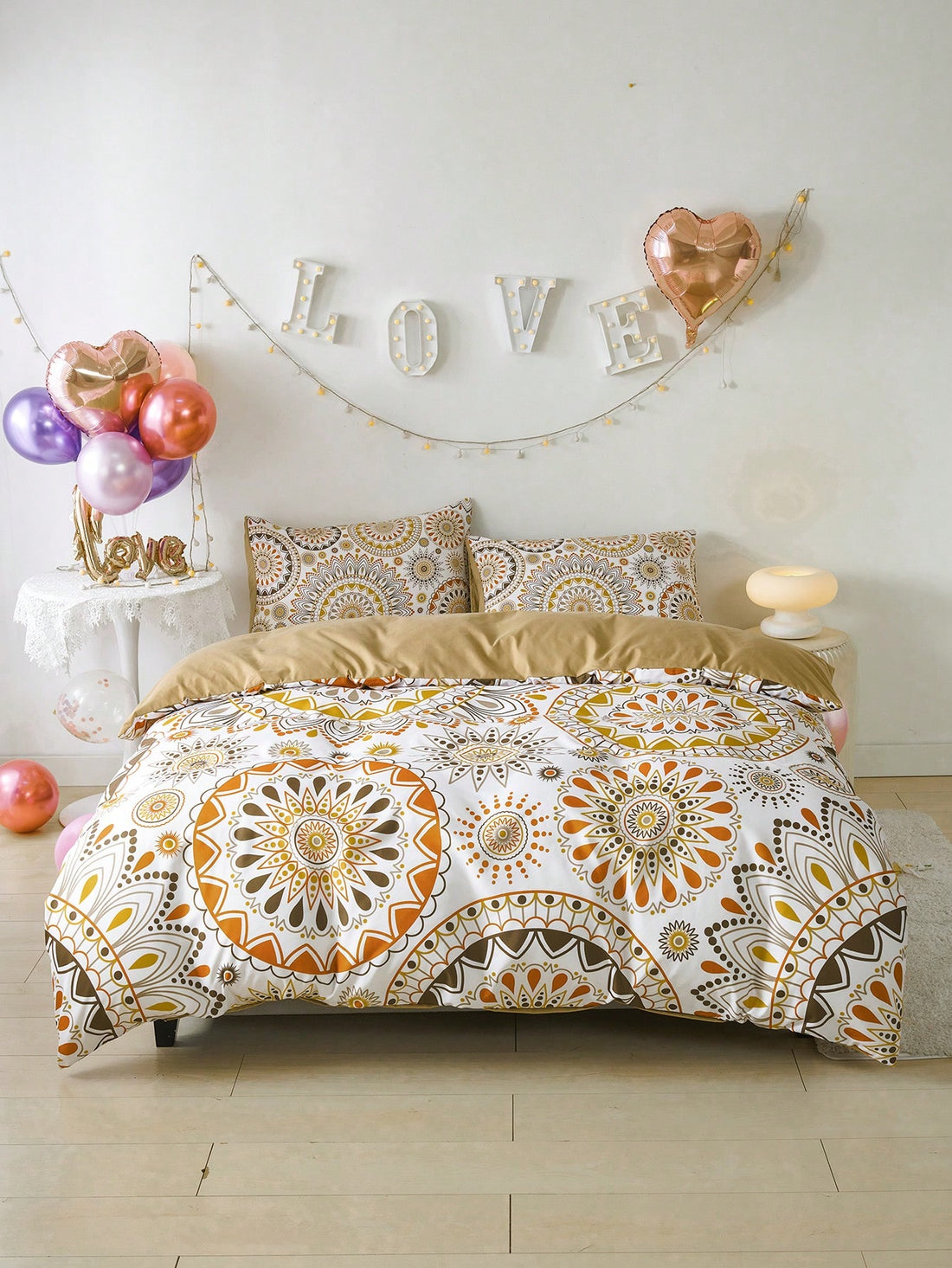 Elevate your bedroom with our 3-Piece Mandala Pattern Polyester Bedding Set. Made with soft and durable polyester, this set features a stunning mandala pattern, adding a touch of style and elegance to your space. Transform your bedroom into a luxurious retreat and indulge in the comfort of this complete bedding set.