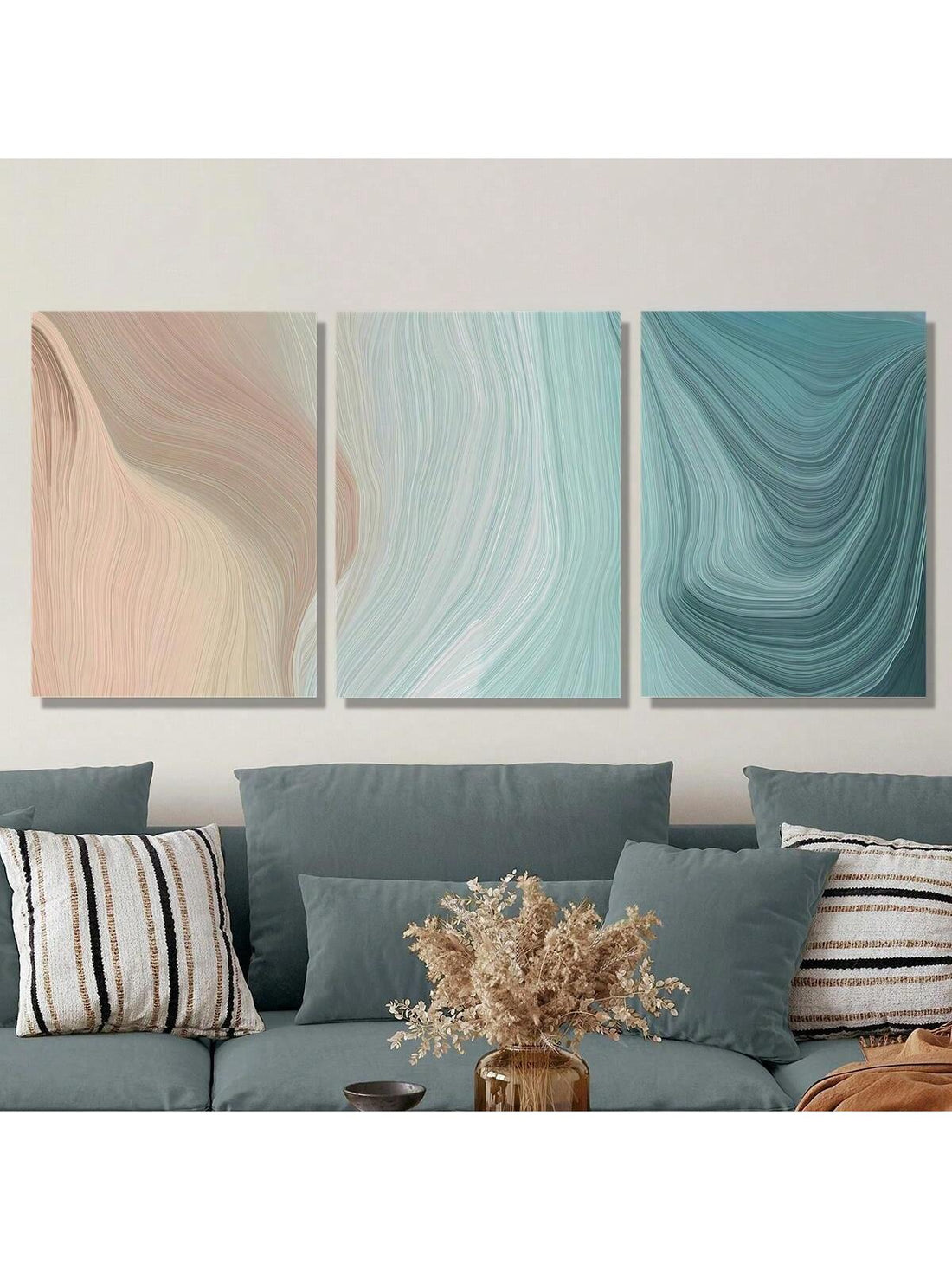 Add a splash of style with this 3-piece modern abstract wall art set! Featuring playful brown and turquoise designs, these minimalist posters brighten up any home, office, or dorm room. Easy to mix and match, they bring a fun, contemporary vibe that sparks creativity and conversation wherever you hang them.