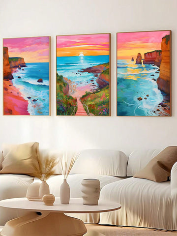 Transform your walls into a breezy coastal escape with this charming 3-piece canvas set. Each print captures the relaxed vibes of seaside living through modern designs featuring shells, waves, and nautical elements. Perfect for creating a cohesive gallery wall in your bedroom, living room, or office, these pieces bring that coveted beach-house aesthetic to any space. The lightweight canvas construction makes hanging effortless, while the soft, coastal color palette complements virtually any décor style. Whe