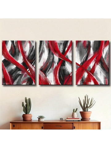 Add a bold splash of color and style with this 3-piece red and black geometric wall art set. These abstract canvases bring vibrant energy and modern flair to any home, office, or living space. Perfect for those who love striking designs that spark conversation and brighten up your walls with a playful edge.