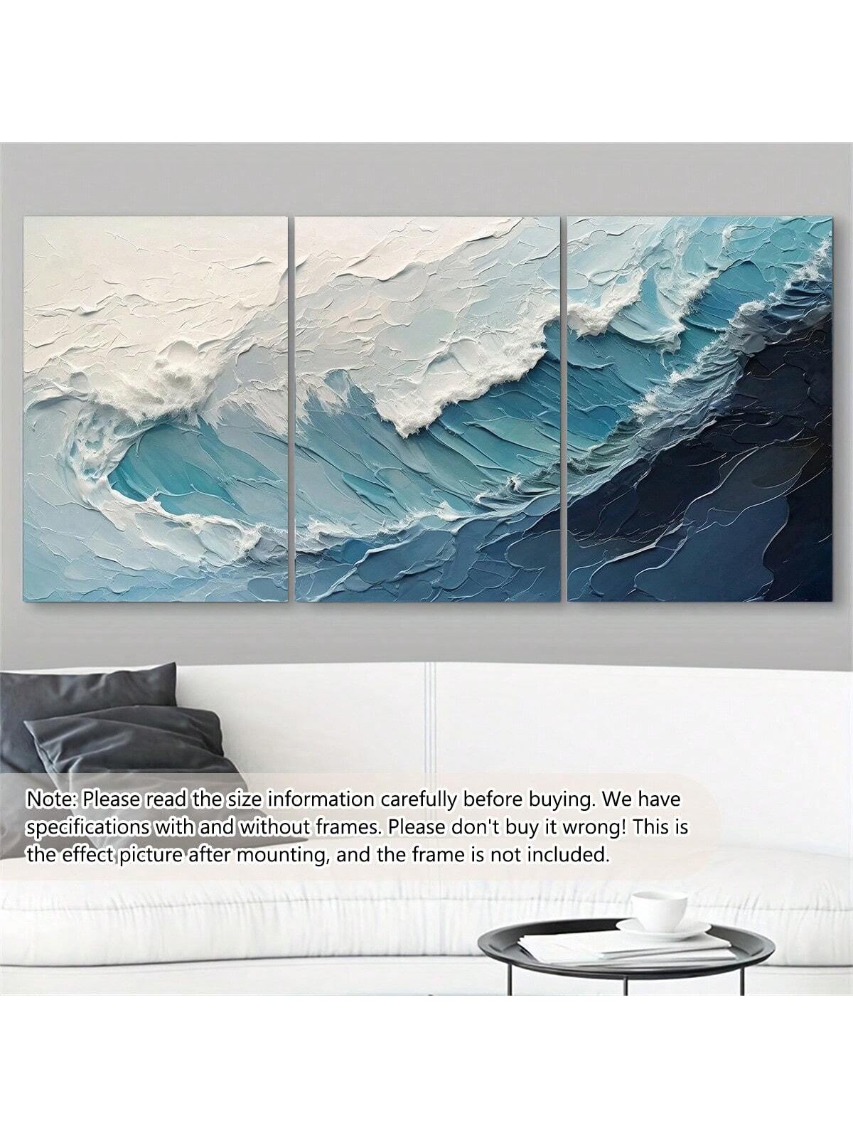 Dive into a splash of style with this 3-piece unframed canvas set! Featuring swirling blue waves in an abstract design, it brings a breezy coastal vibe to any room. Perfect for adding a pop of color and modern charm to your home or office walls. Let these waves inspire creativity and calm in your space!