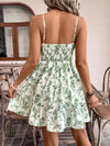 Frenchy Chest Cutout Dress: Green Floral Vacation Style Sundress