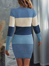 Triple Color Bodycon Sweater Dress: Cozy Chic for Any Occasion