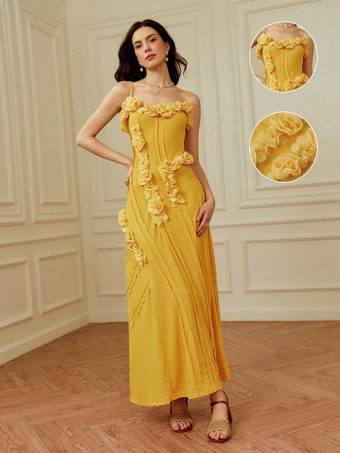 Step into charm with this 3D Floral V-Neck Slip Dress featuring a waist cincher that adds the perfect curve-hugging touch. Its delicate floral details pop in three dimensions, making every angle feel like a mini runway. Lightweight and flattering, this dress brings playful elegance to any occasion while keeping your silhouette effortlessly stunning. Ready to twirl in style?