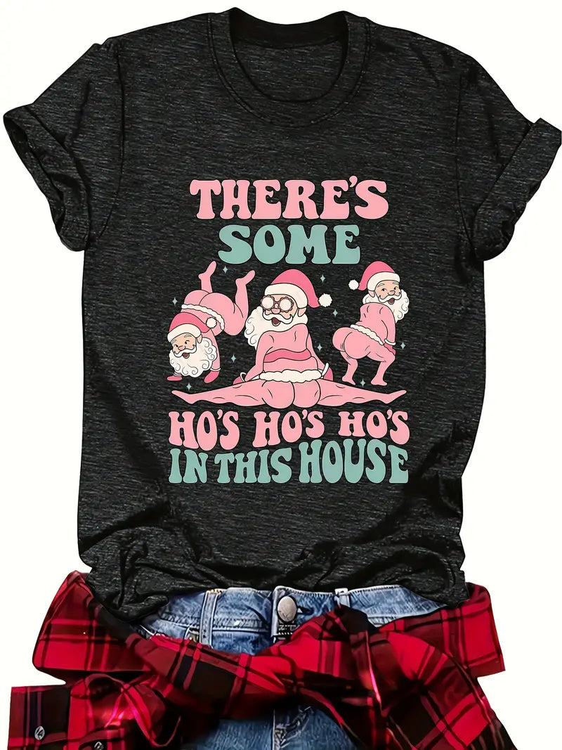 This Festive Santa Print Crew Neck T-Shirt is a must-have for any stylish woman this Spring & Summer season. Made with comfort in mind, it features a festive Santa print that adds a touch of holiday cheer to any outfit. Stay cool and fashionable with this versatile clothing choice.