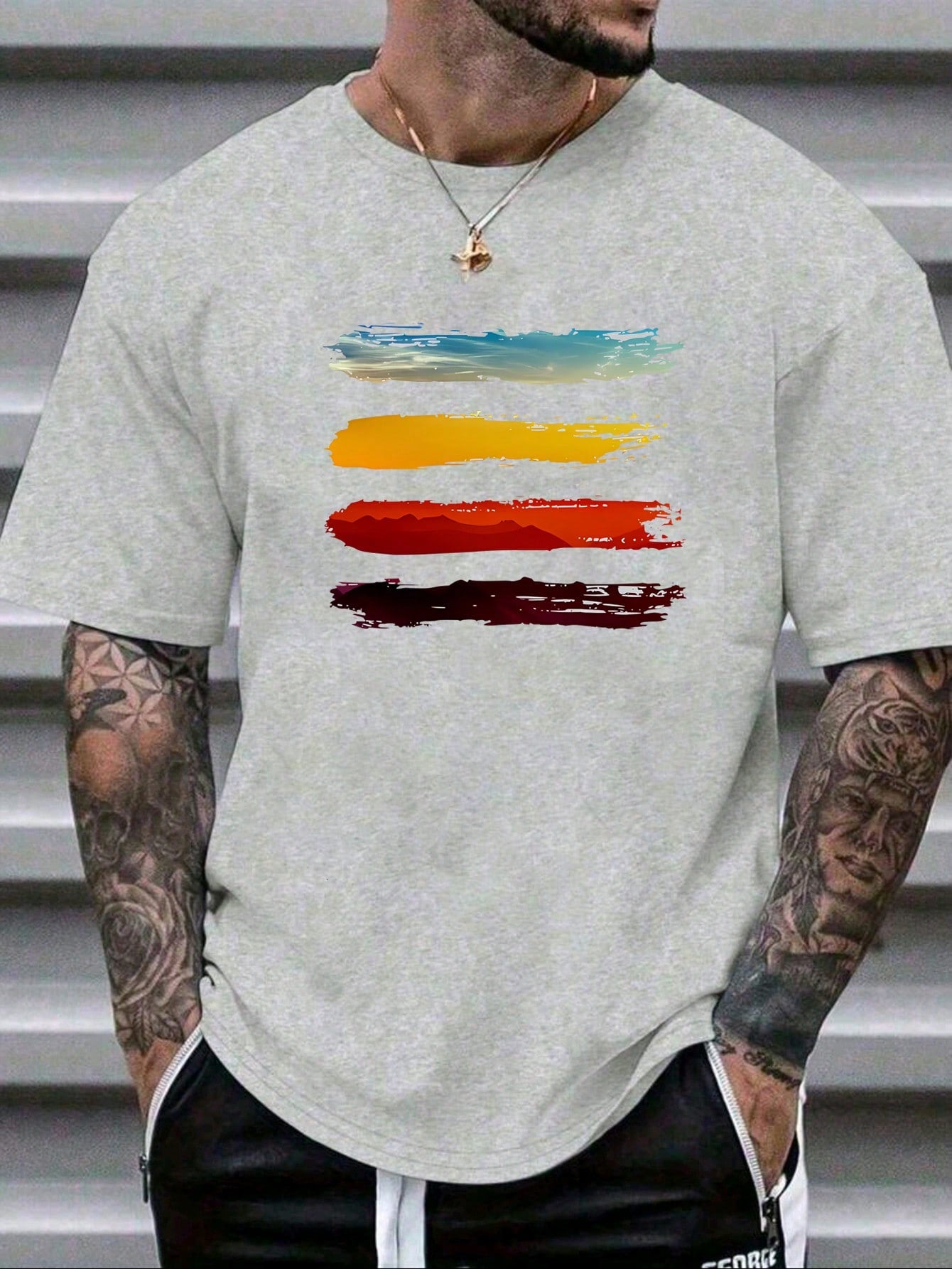 Get ready to turn heads with this 4-color print round neck t-shirt for men. Made with short sleeves and a casual fit, this tee is perfect for any occasion. With a playful design, you'll stand out from the crowd and add some fun to your wardrobe.