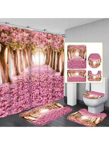 Bring a burst of pink floral fun to your bathroom with this 4-piece Jungle of Flowers shower curtain set. Featuring a vibrant, playful design, it includes a matching non-slip bath mat to keep you safe and stylish. Transform your space into a lively jungle oasis where every shower feels like a refreshing escape!