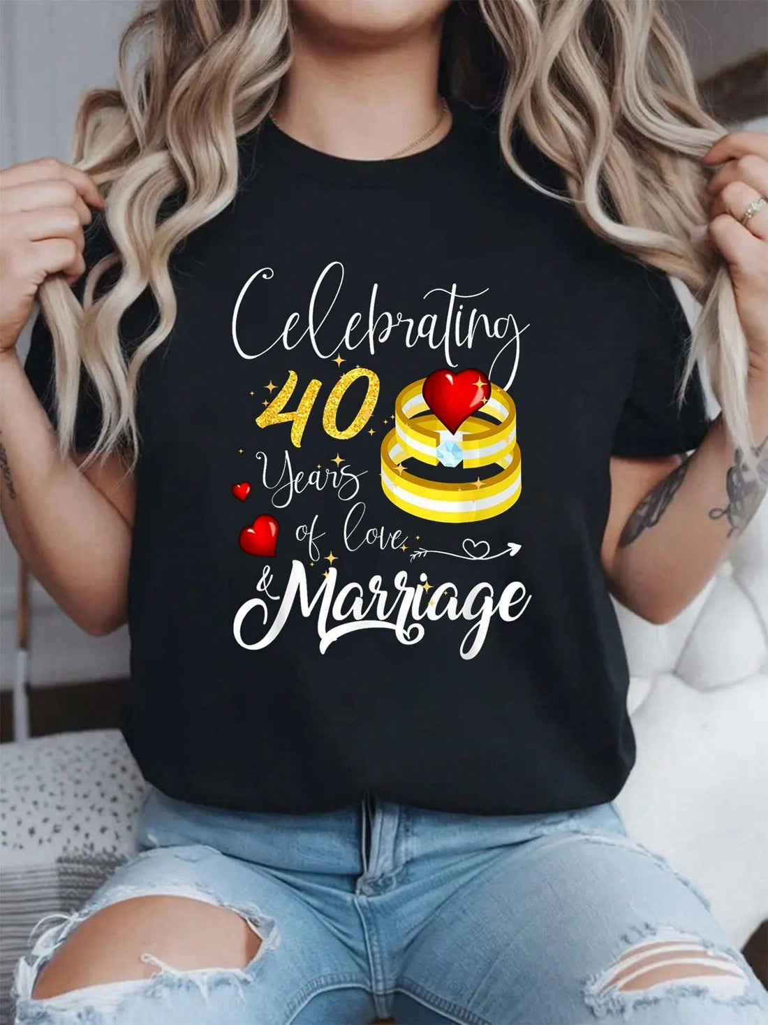 Get ready to celebrate 40 years of love in style with this funny cotton t-shirt! Perfect for your 40th wedding anniversary, this shirt showcases your impressive achievement with a playful tone. Don't take yourselves too seriously and show off your love with this quirky and humorous shirt!