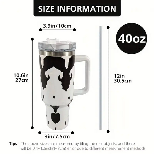 Hot Colorful Pattern Tumbler 40oz, 304 Stainless Steel Thermal Water Cup With Straw, For Outdoor Camping Driving Travel