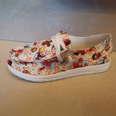 Stylish Women's Christmas Print Canvas Shoes: Casual, Lightweight, and Fashionable Sneakers