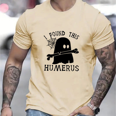 Humerus Letter Ghost Graphic Print Men's Tee: Summer Style Statement