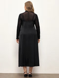 Stylish Plus Size Women's Mesh Patchwork Casual Party Dress for Effortless Elegance 