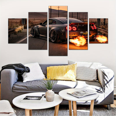 City Night Lights: 5-Piece Frameless Canvas Wall Art Set for Chic Home Decor