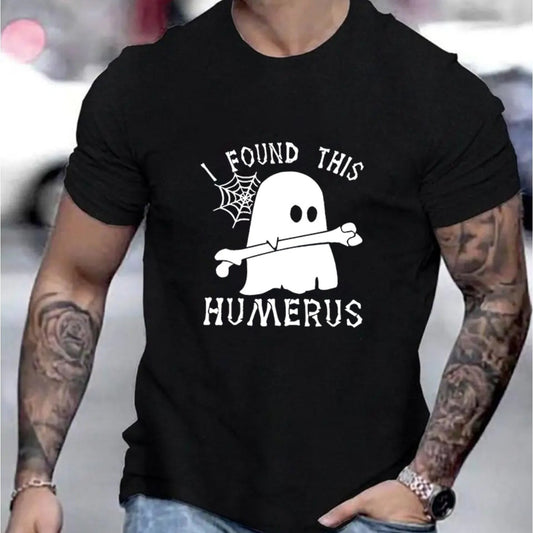 Humerus Letter Ghost Graphic Print Men's Tee: Summer Style Statement