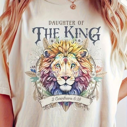 Wild and Free Lion Print Short Sleeve T-Shirt for Women