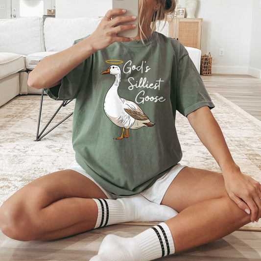 Cute Goose Print T-shirt For Summer & Spring - Women's Clothing