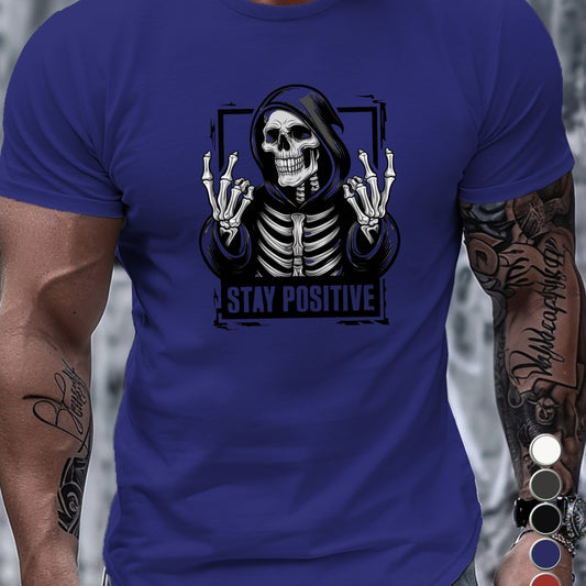 Skeletal Style: Men's Grim Skeleton Design Pure Cotton T-Shirt for Ultimate Comfort