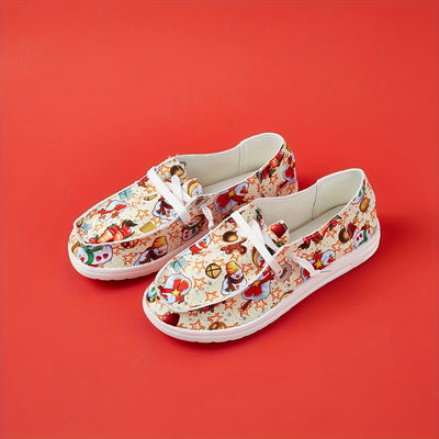 Stylish Women's Christmas Print Canvas Shoes: Casual, Lightweight, and Fashionable Sneakers