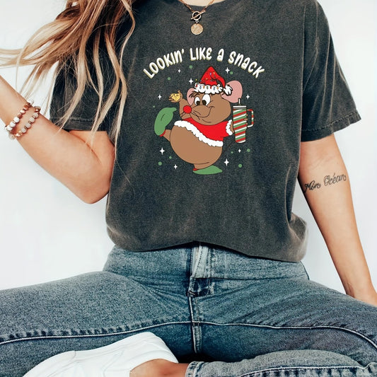 Cozy Christmas Crew Neck T-Shirt for Women - Stay Comfortable and Festive All Season Long