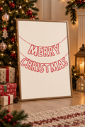 Merry Christmas bunting wall art canvas print