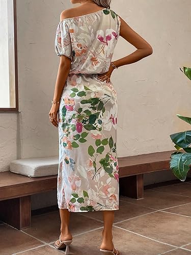 Elevate your summer wardrobe with our Chic Floral One-Shoulder Split Thigh Dress. The one-shoulder design and thigh-high split give a trendy touch, while the flowy fabric and vibrant floral print exude elegance. Perfect for any summer occasion, this dress is sure to turn heads and make you feel stylish and confident.