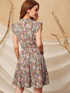 Vibrant Vacation: Floral Print Ruffle Hem Belted Dress