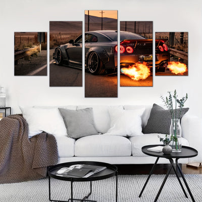 City Night Lights: 5-Piece Frameless Canvas Wall Art Set for Chic Home Decor