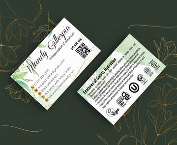 Arbonne Green Watercolor Business Card QR Code, Personalized Arbonne Pure Hydration AB180