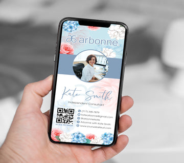 Arbonne Flower Business Card QR Code, Personalized Arbonne E-Cards AB181