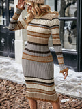 This Striped Pattern Sweater Bodycon Dress perfectly blends style with comfort, making it a must-have for any fashion-forward individual. The classic striped pattern adds a touch of sophistication, while the bodycon fit offers a flattering and comfortable silhouette. Perfect for any occasion, this dress is a versatile addition to any wardrobe.