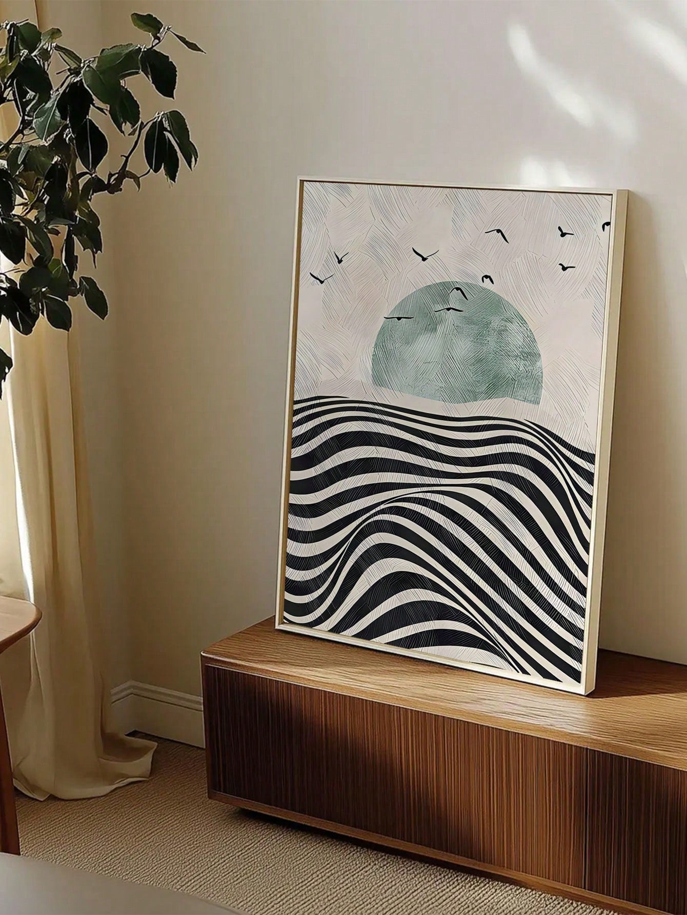 Add a touch of chic style to your home with our Abstract Sunrise Mood Wall Art. This decorative painting features an abstract sunrise design that will liven up any interior space. Get ready to elevate your decor with this unique and playful piece!