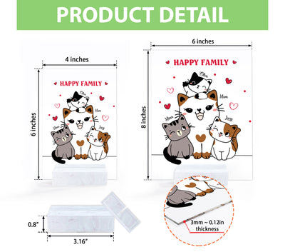 Happy Family, Cats Family, Love Cat, Cat Lover, Mom And Baby Cats, Acrylic Plaque 002