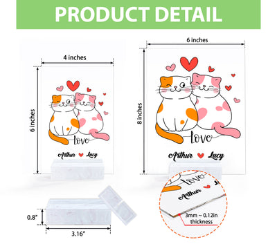 Acrylic-AP003-Personalized Name, Cat Couple, Couple Cat, Love Cat, Valentine Cat